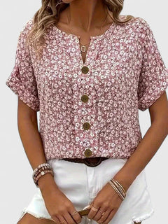 Women’s Floral Blouse with Button-Up Front