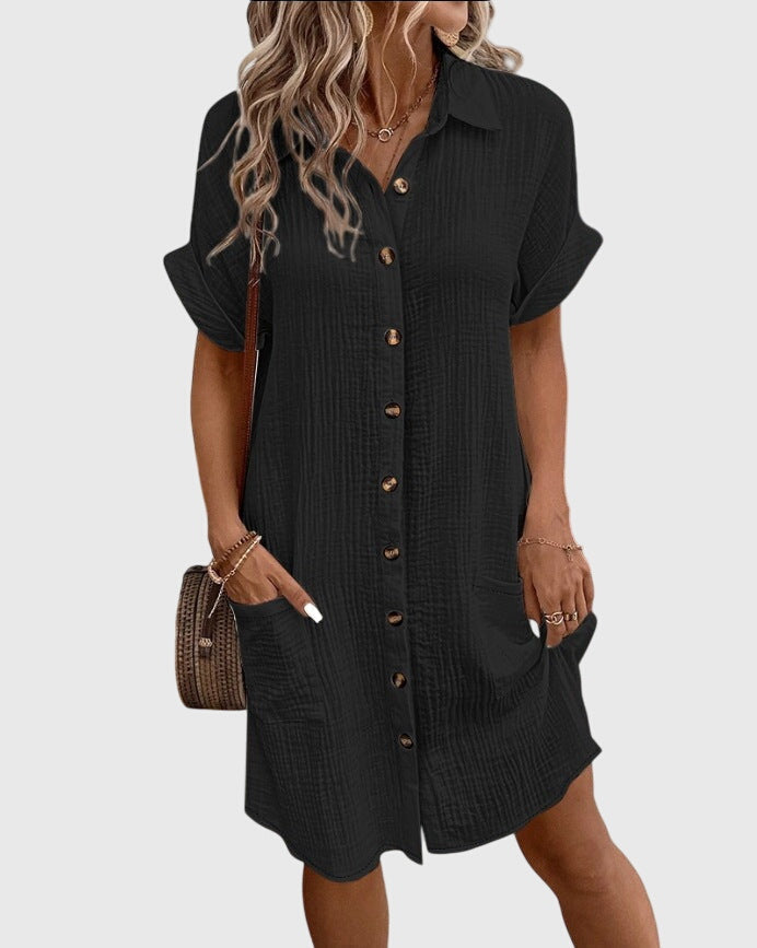 Women’s Relaxed Button-Front Dress with Pockets