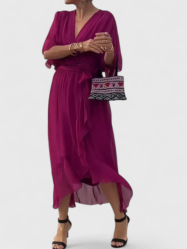 Nada | Women’s Elegant V Neck Dress with Fluidity