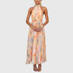 Women’s Halter Maxi Dress with Open Back