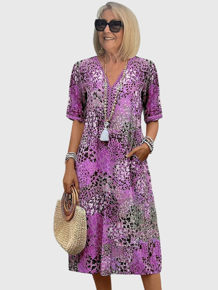 Women’s Floral Midi Dress with Belly Coverage