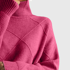 Women’s Geometric Pattern Turtleneck Sweater with Warmth