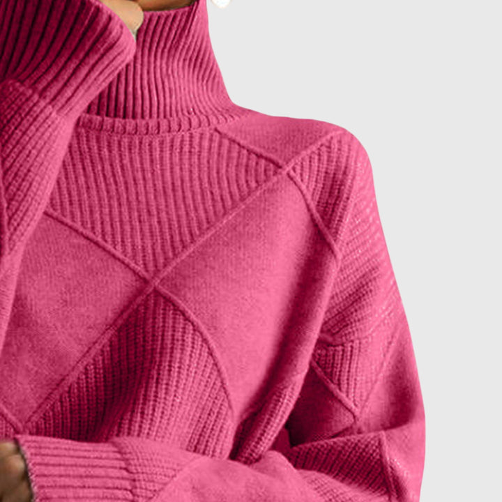 Women’s Geometric Pattern Turtleneck Sweater with Warmth