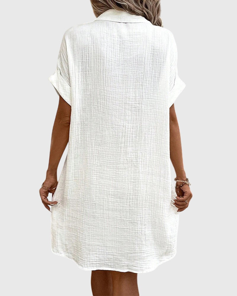Women’s Relaxed Button-Front Dress with Pockets