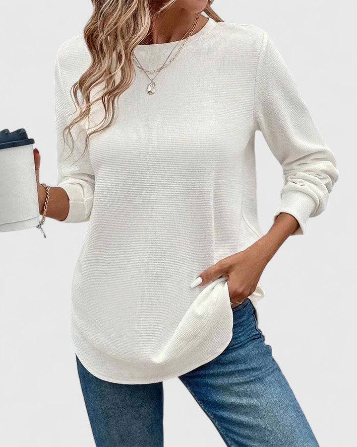 Women’s O-Neck Long Sleeve Top with Comfort