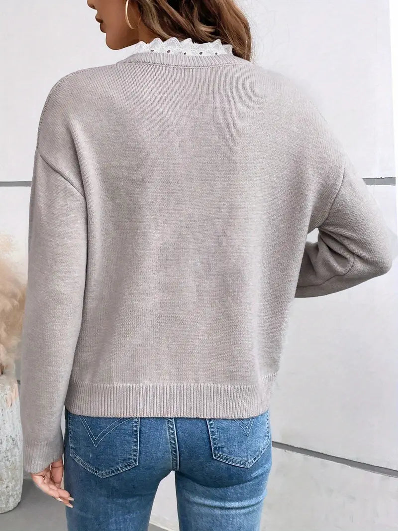 Kaitlyssa | Women’s Lace-Trim Sweater with Lace Details