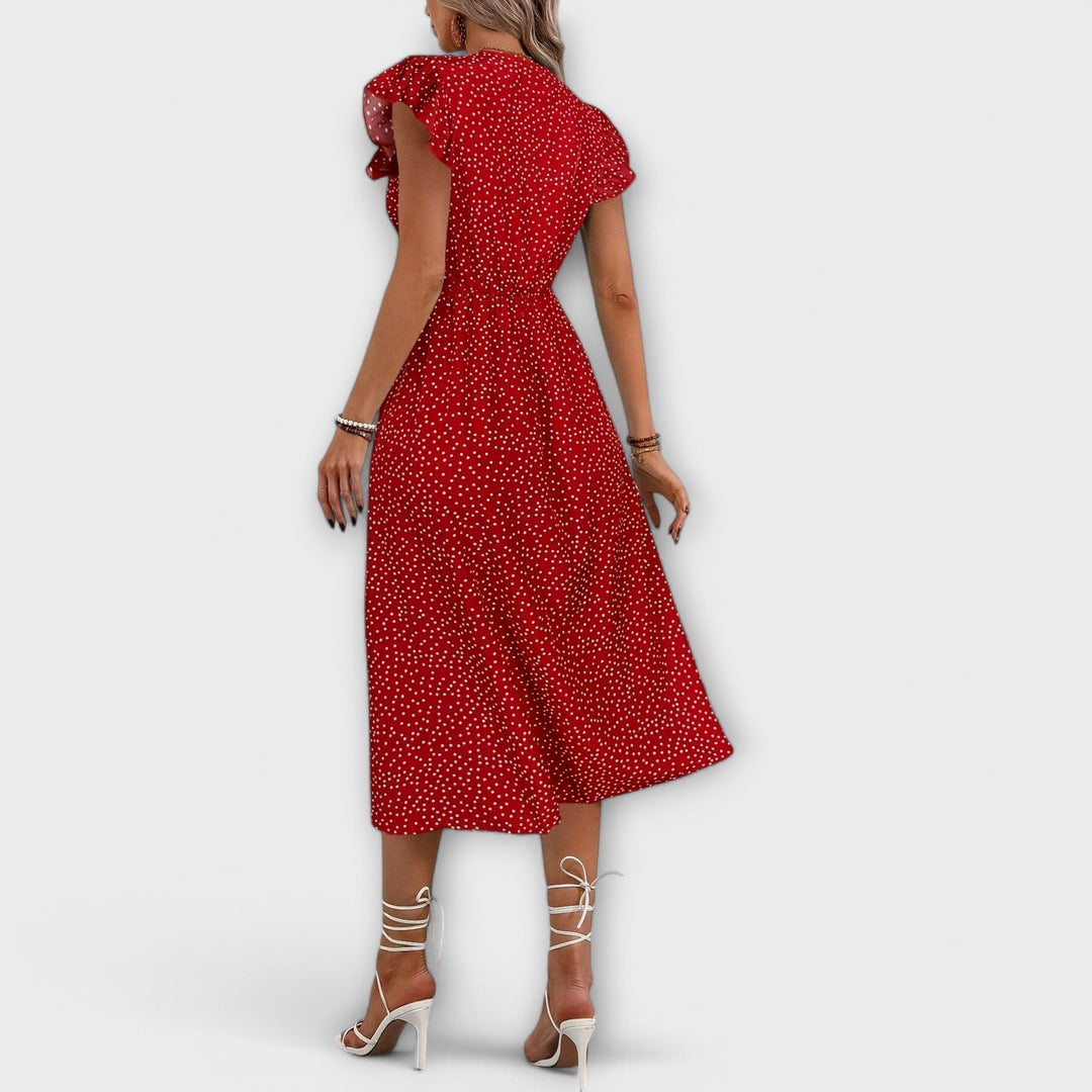Women’s A-Line Dress - Polka Dot Pattern