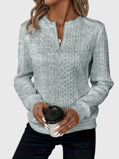 Nora | Women’s Cable Knit Sweater with Zipper