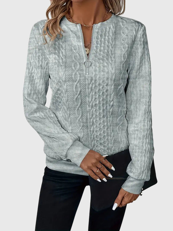 Nora | Women’s Cable Knit Sweater with Zipper