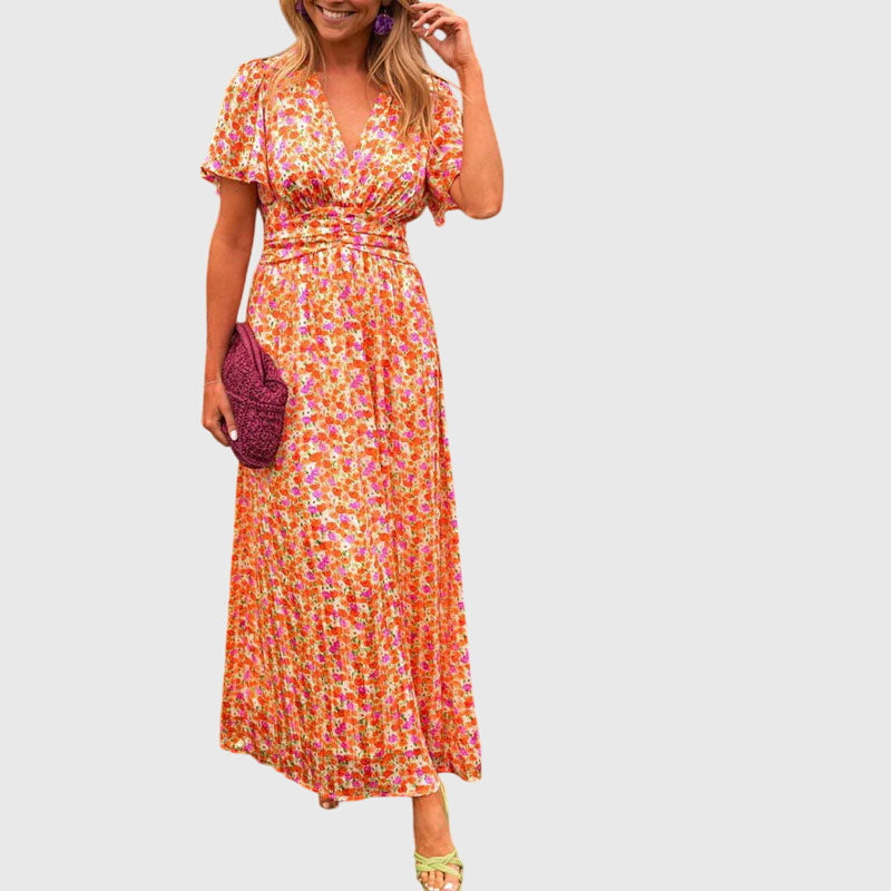 Alice | Women’s Floral Maxi Dress with Cinched Waist