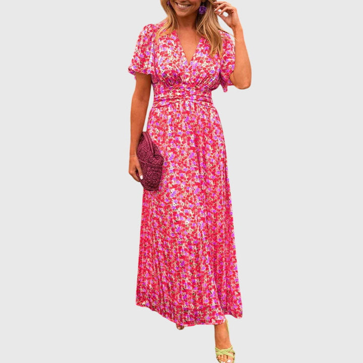 Alice | Women’s Floral Maxi Dress with Cinched Waist
