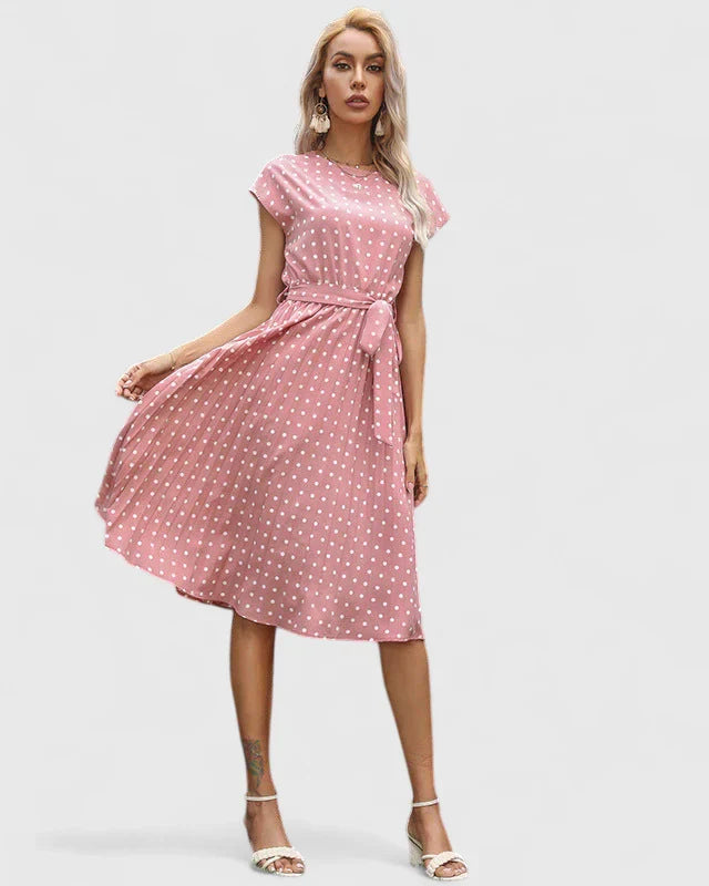 Women’s Polka Dot Dress with Waist Belt