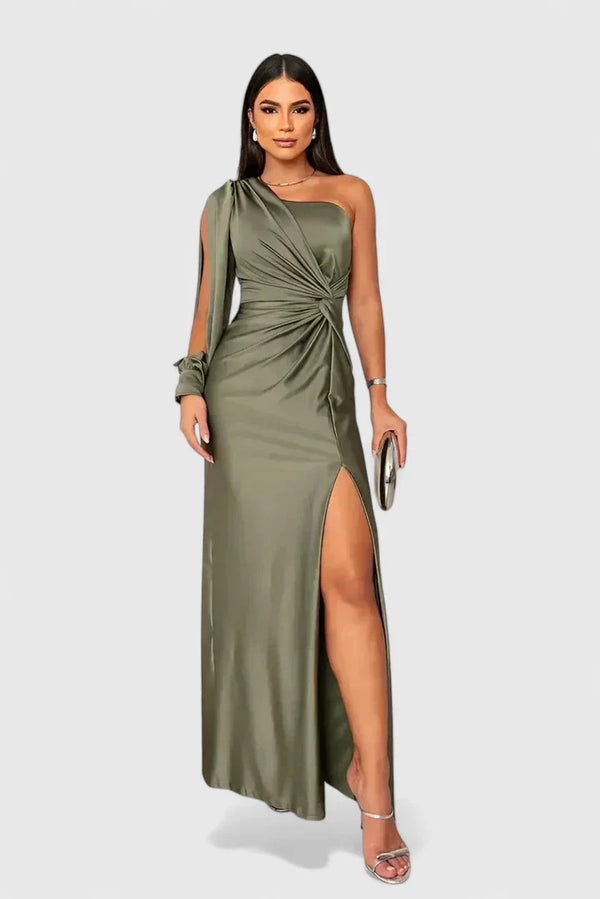 Saryxiah | Women’s One-Shoulder Maxi Dress with Front Slit