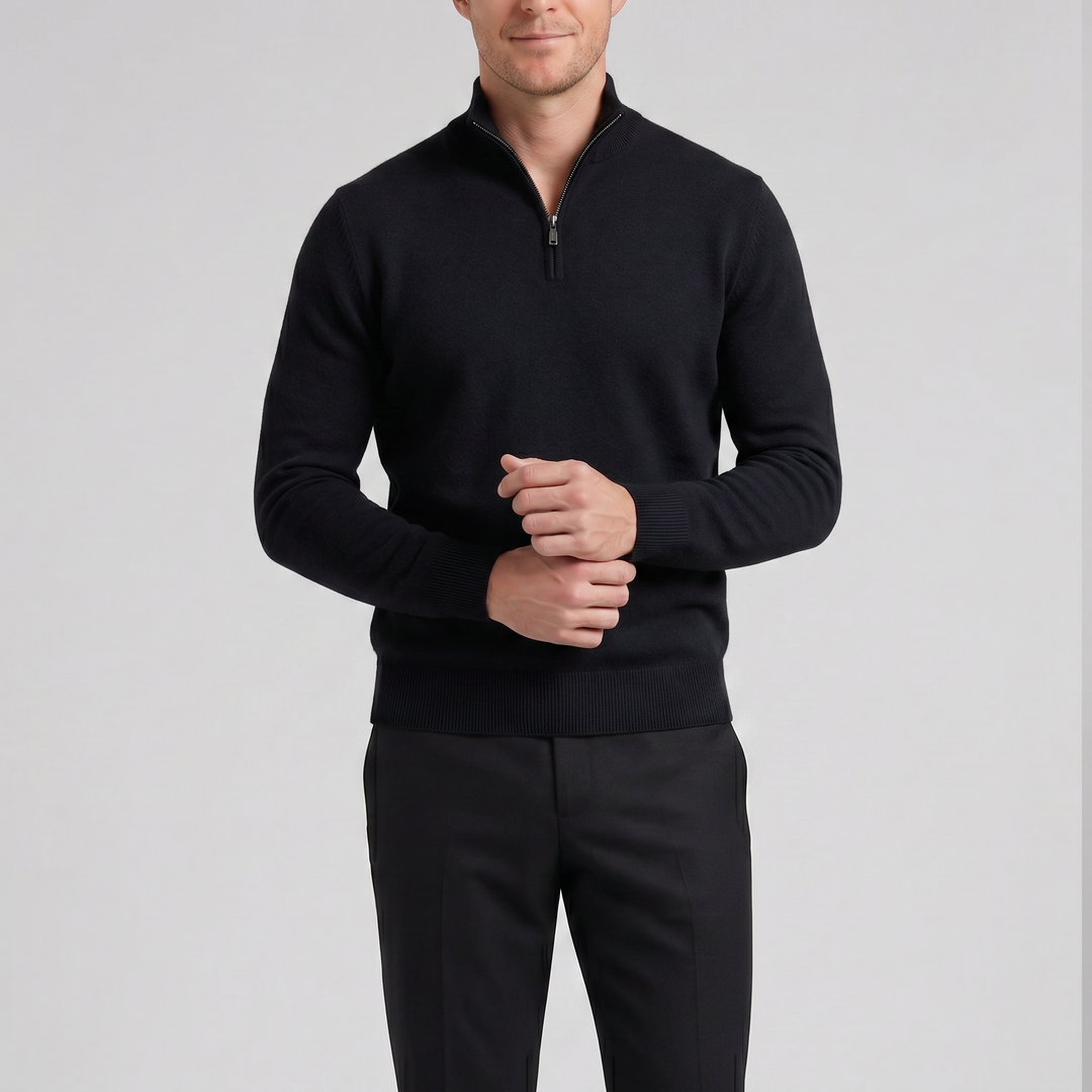 Men’s Cashmere-Blend Quarter-Zip Sweater | Olamil