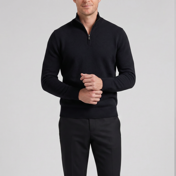 Men’s Cashmere-Blend Quarter-Zip Sweater | Olamil