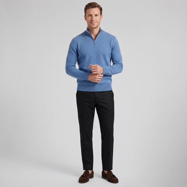 Men’s Cashmere-Blend Quarter-Zip Sweater | Olamil