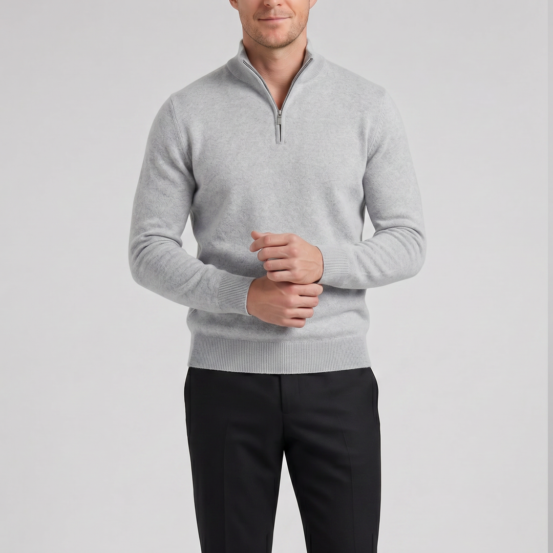 Men’s Cashmere-Blend Quarter-Zip Sweater | Olamil