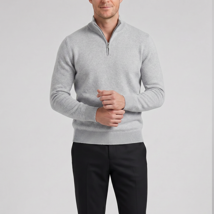Men’s Cashmere-Blend Quarter-Zip Sweater | Olamil