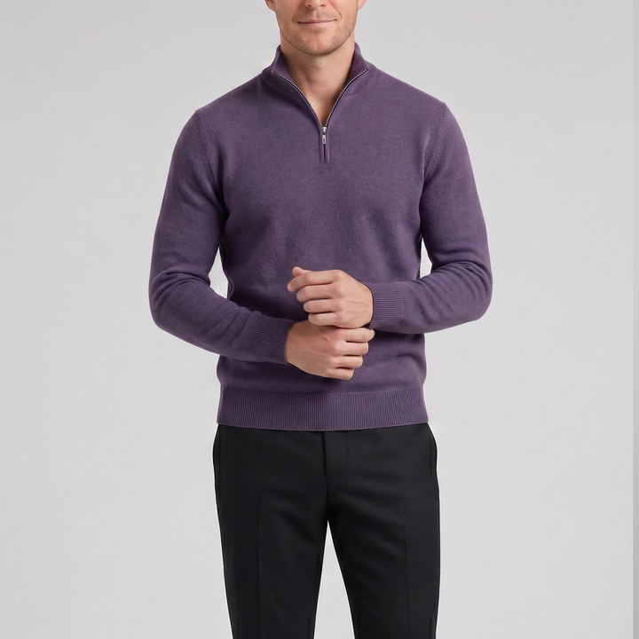 Men’s Cashmere-Blend Quarter-Zip Sweater | Olamil