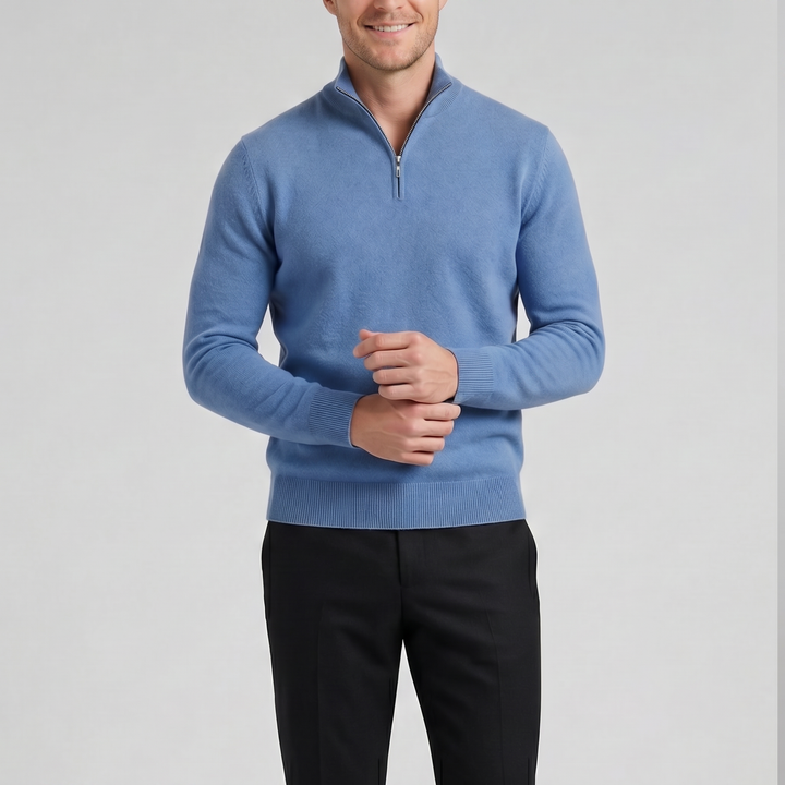 Men’s Cashmere-Blend Quarter-Zip Sweater | Olamil