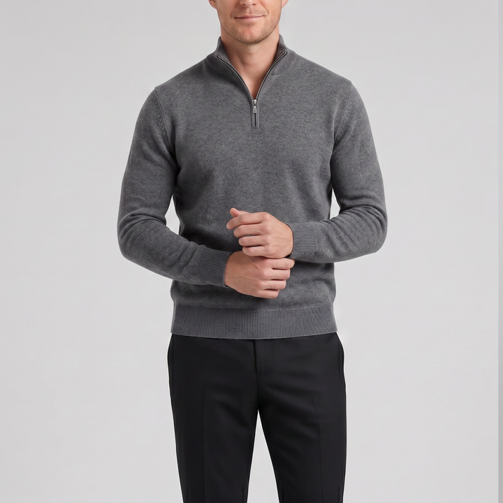 Men’s Cashmere-Blend Quarter-Zip Sweater | Olamil