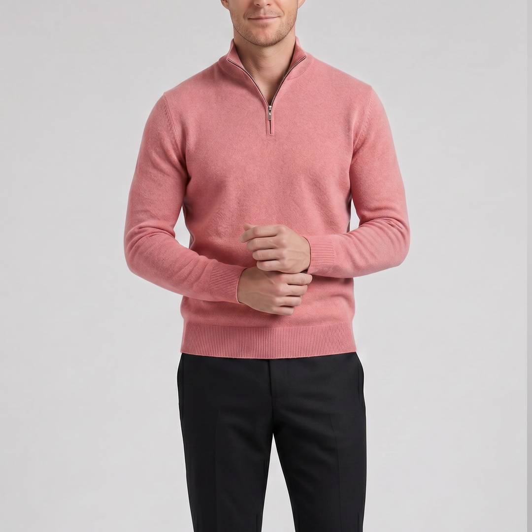 Men’s Cashmere-Blend Quarter-Zip Sweater | Olamil