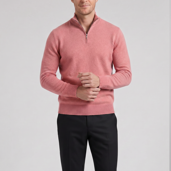 Men’s Cashmere-Blend Quarter-Zip Sweater | Olamil