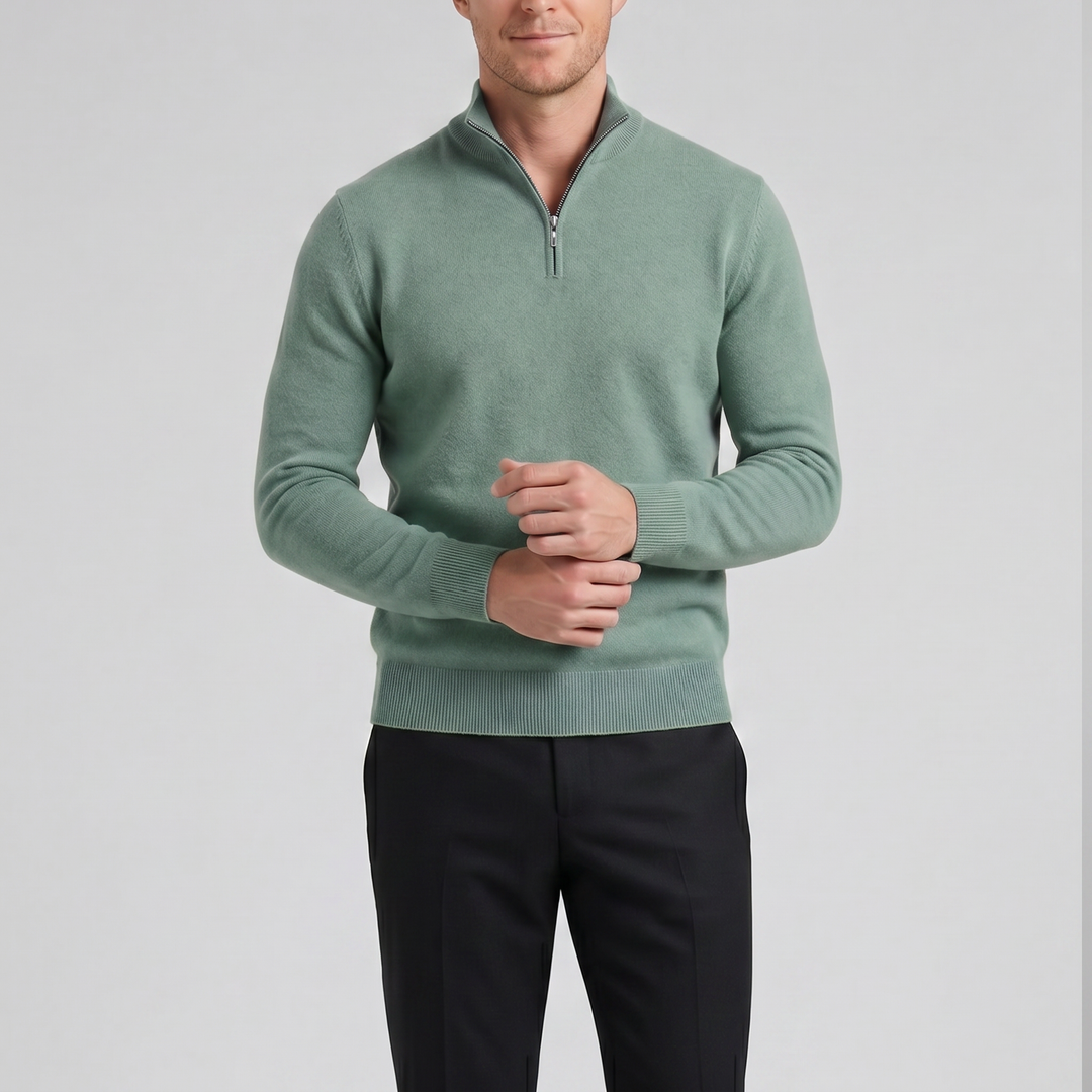 Men’s Cashmere-Blend Quarter-Zip Sweater | Olamil