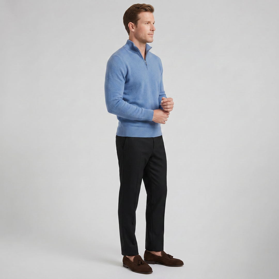 Men’s Cashmere-Blend Quarter-Zip Sweater | Olamil
