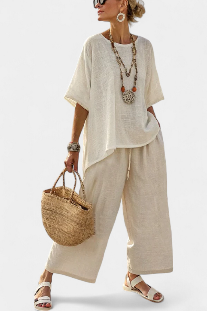 Women’s Minimalist Raw Blouse with Pants