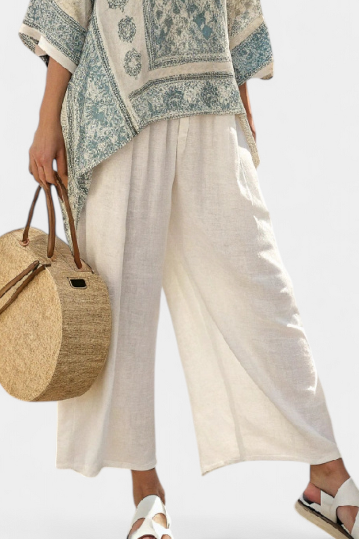 Quinley | Women’s Printed Blouse with Wide-Leg Pants