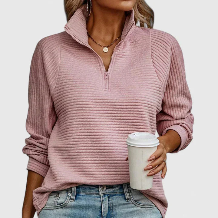 Women’s Ribbed Half-Zip Sweater with Cozy Knit
