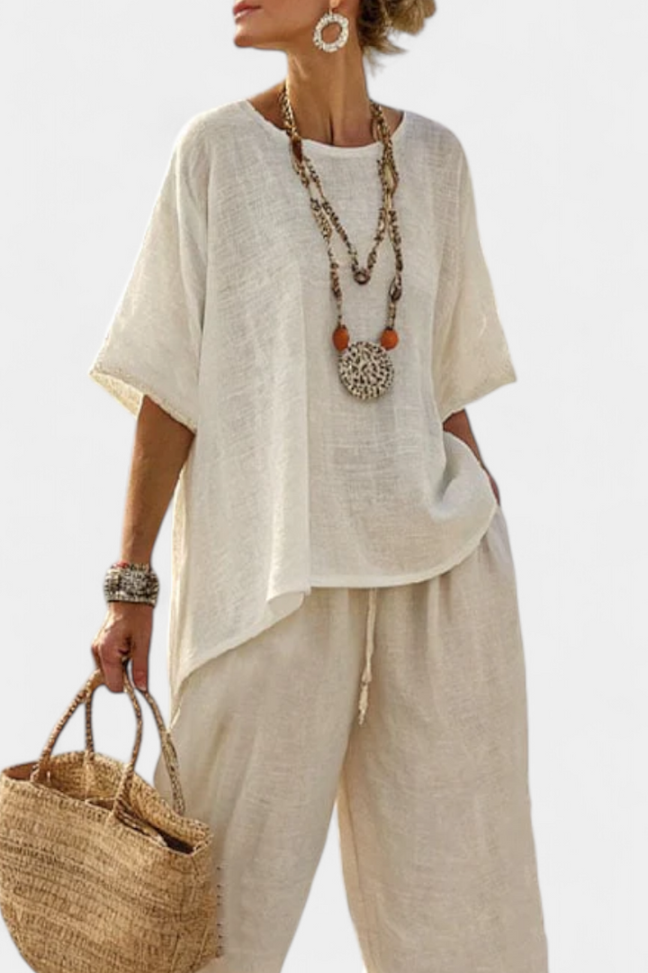 Women’s Minimalist Raw Blouse with Pants