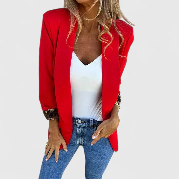 Rosavionne | Women’s Sophisticated Blazer with Leopard Lining