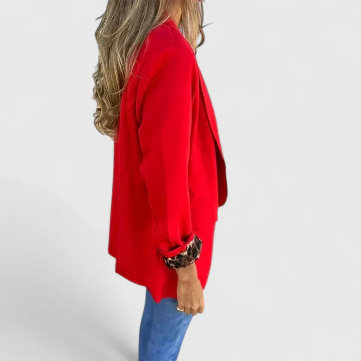 Rosavionne | Women’s Sophisticated Blazer with Leopard Lining