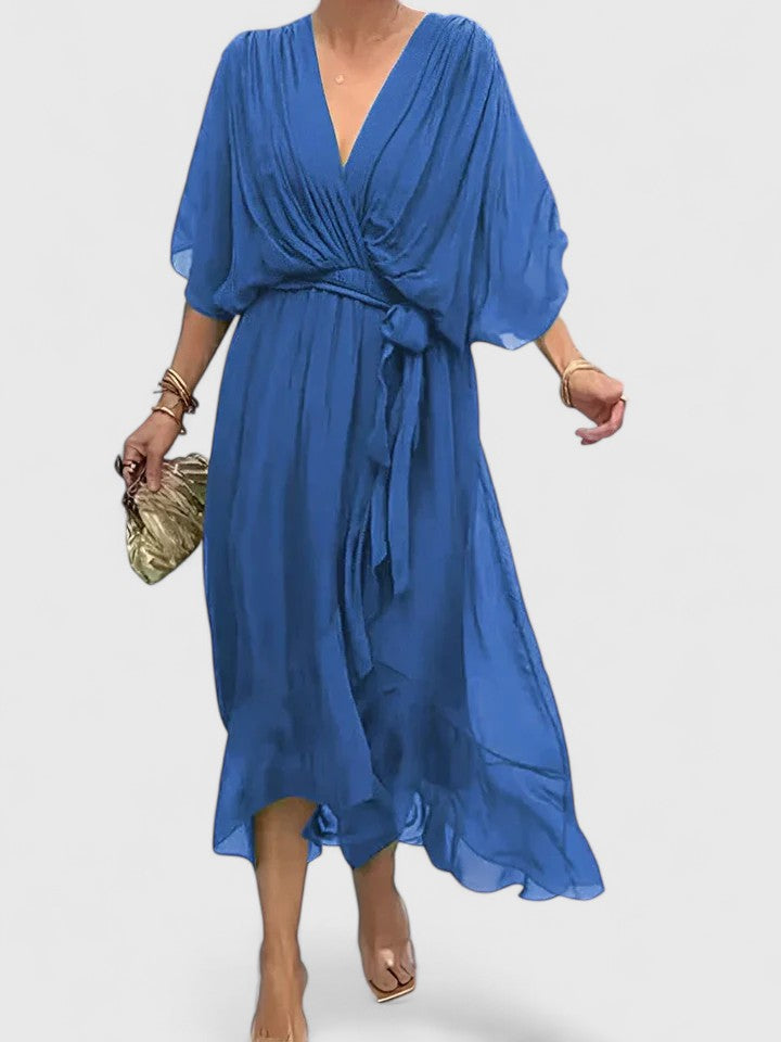 Nada | Women’s Elegant V Neck Dress with Fluidity