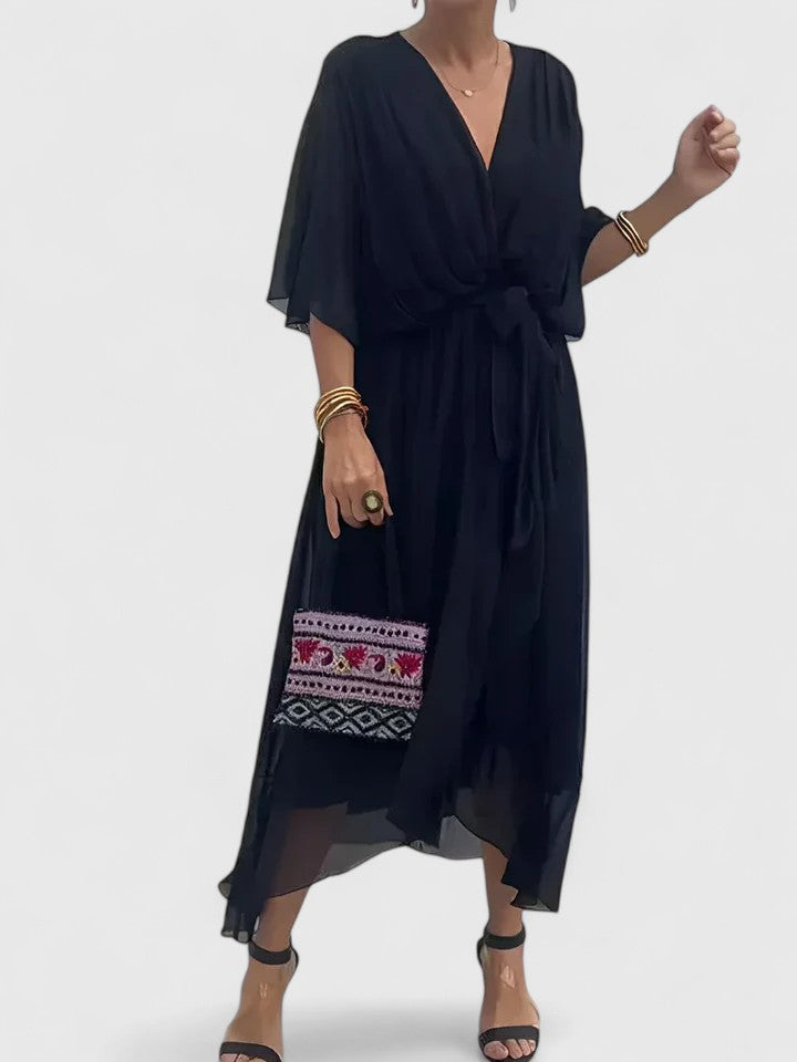 Nada | Women’s Elegant V Neck Dress with Fluidity