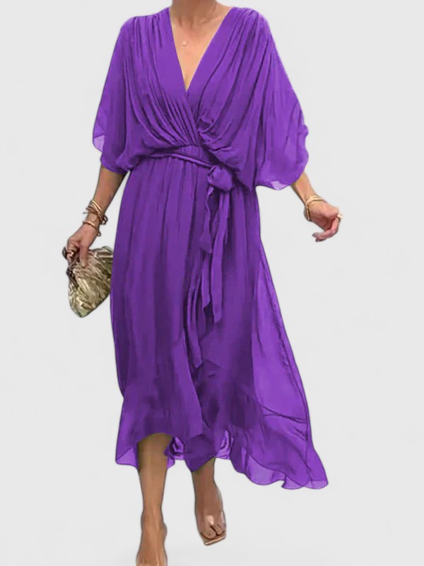 Nada | Women’s Elegant V Neck Dress with Fluidity