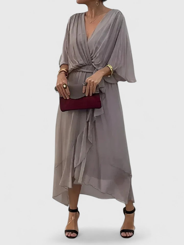 Nada | Women’s Elegant V Neck Dress with Fluidity