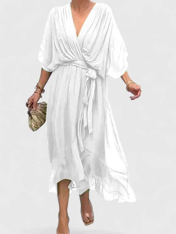 Nada | Women’s Elegant V Neck Dress with Fluidity