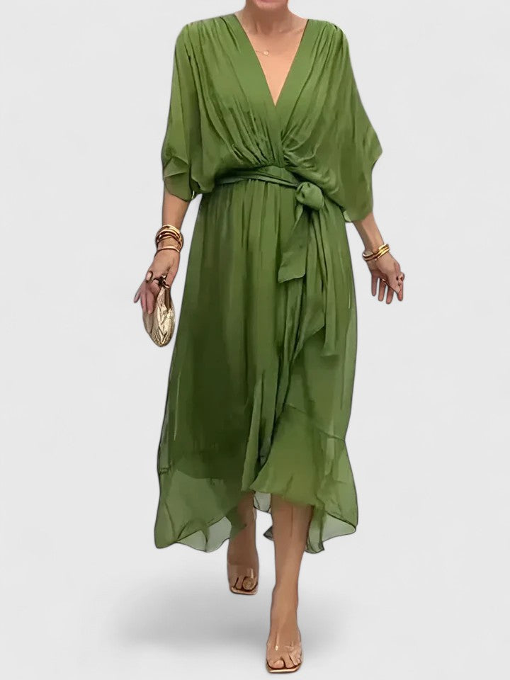 Nada | Women’s Elegant V Neck Dress with Fluidity