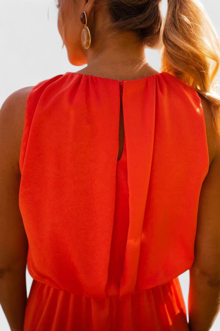 Women’s High-Neck Midi Dress with Slit