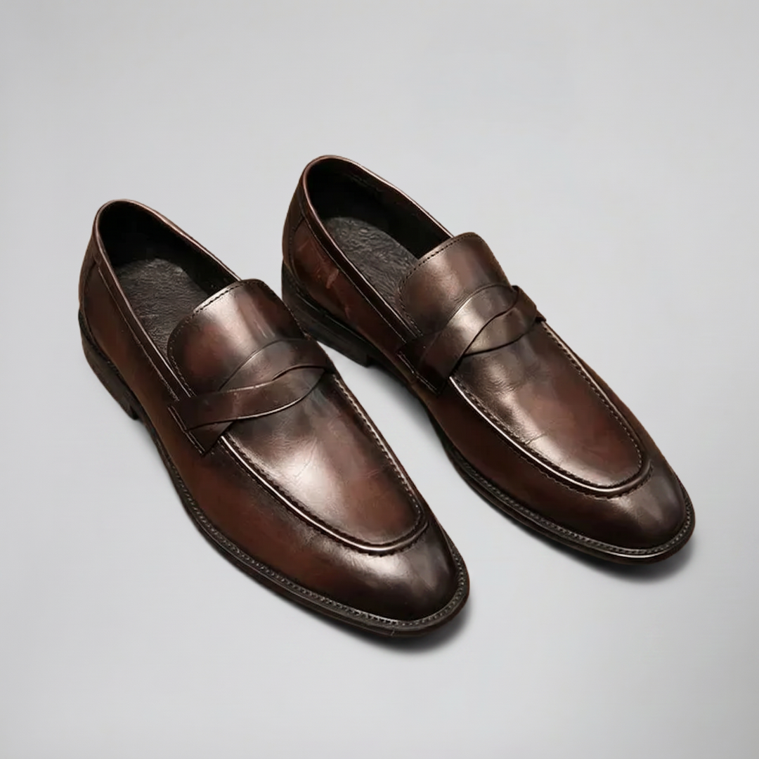 Men’s Burnished Leather Penny Loafer | Olamil