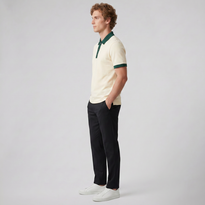 Men’s Contrast-Trim Polo Shirt | Olamil