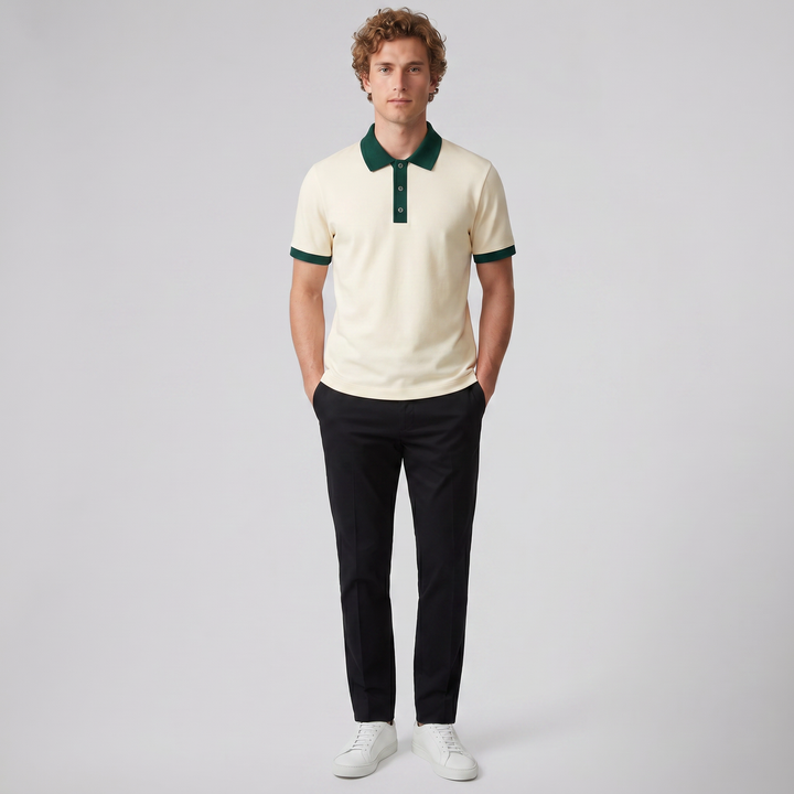 Men’s Contrast-Trim Polo Shirt | Olamil