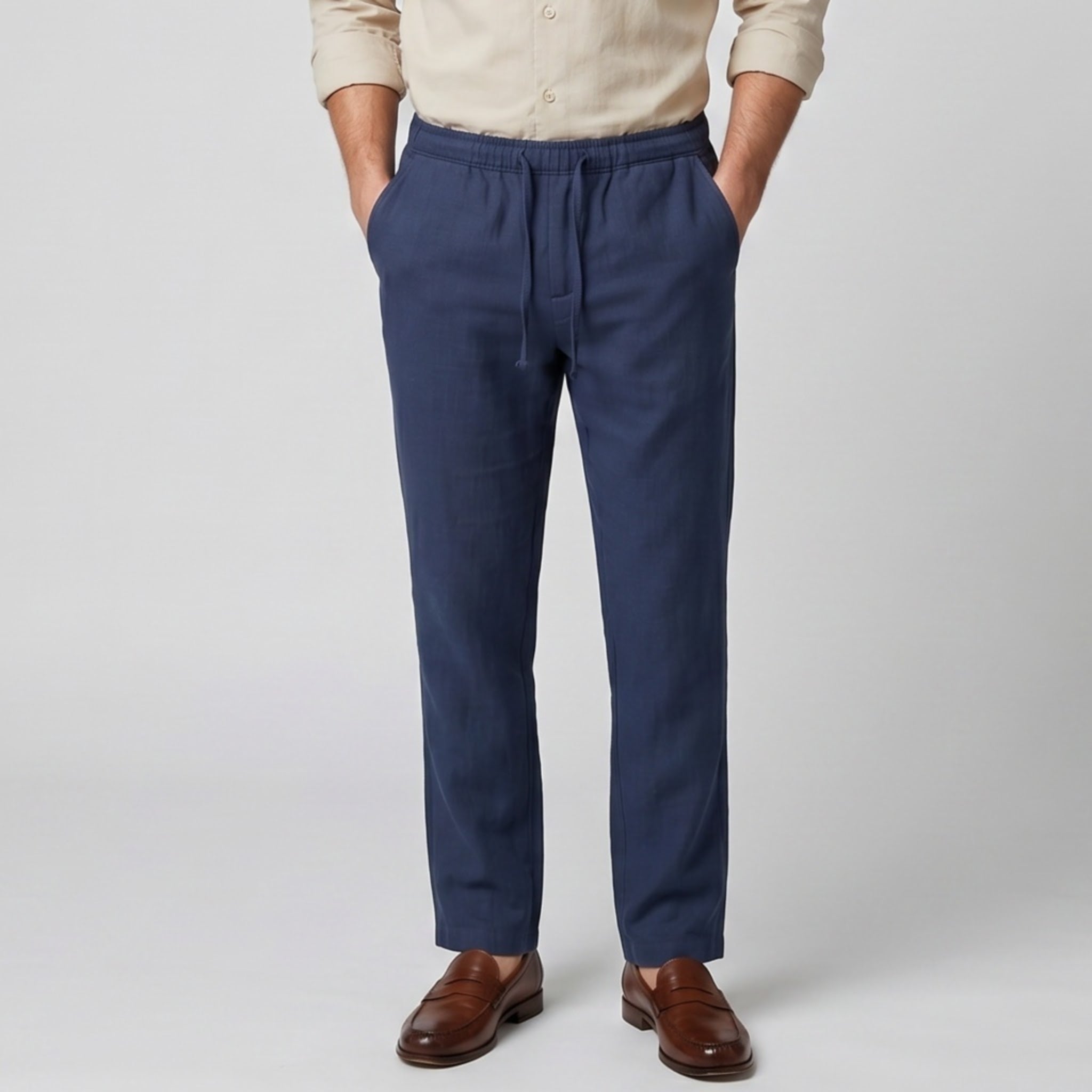 Men’s Elastic Waist Straight Leg Trousers | Olamil