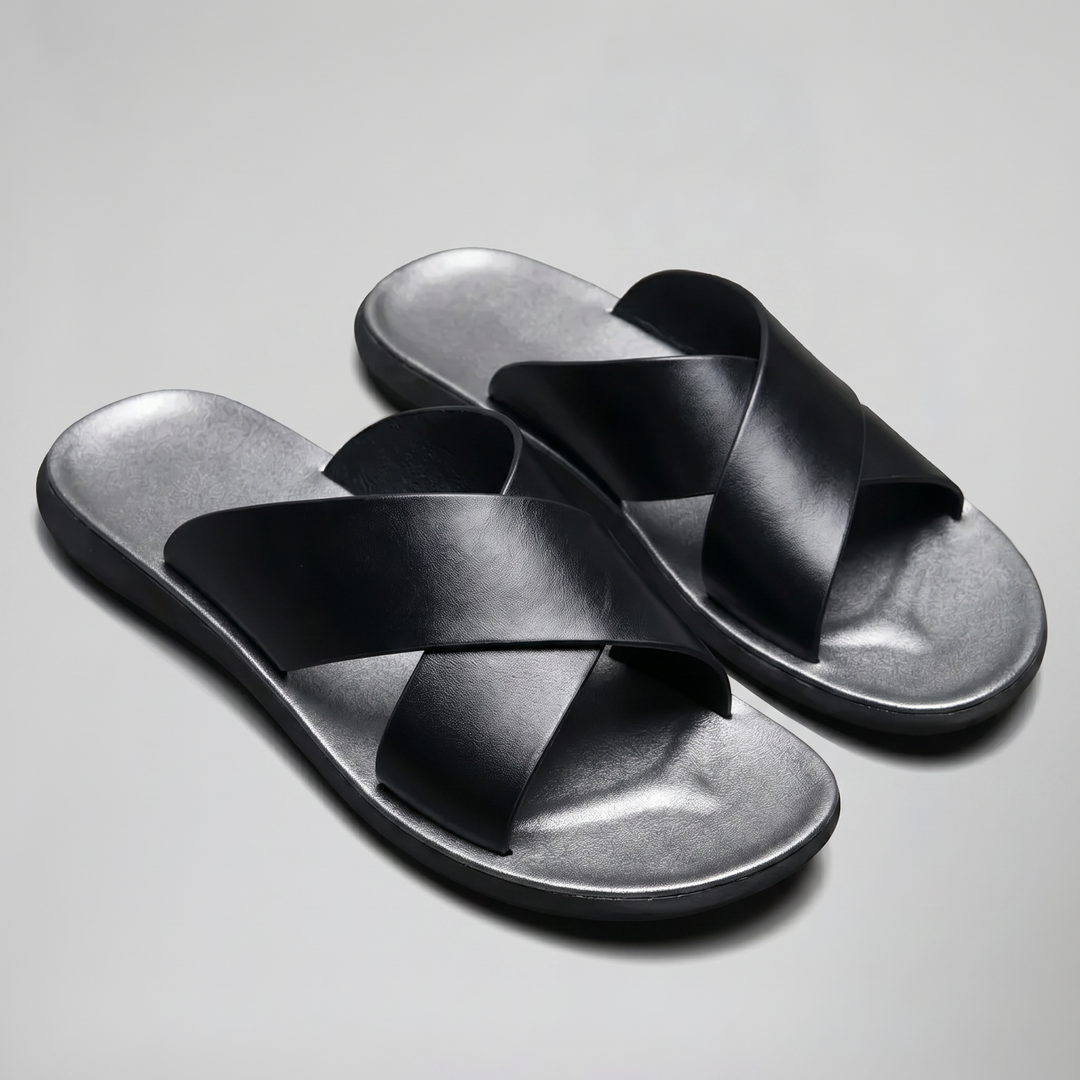 Men’s Crossover Leather Sandals | Olamil