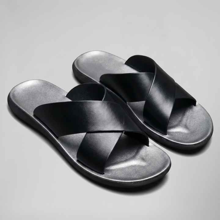 Men’s Crossover Leather Sandals | Olamil
