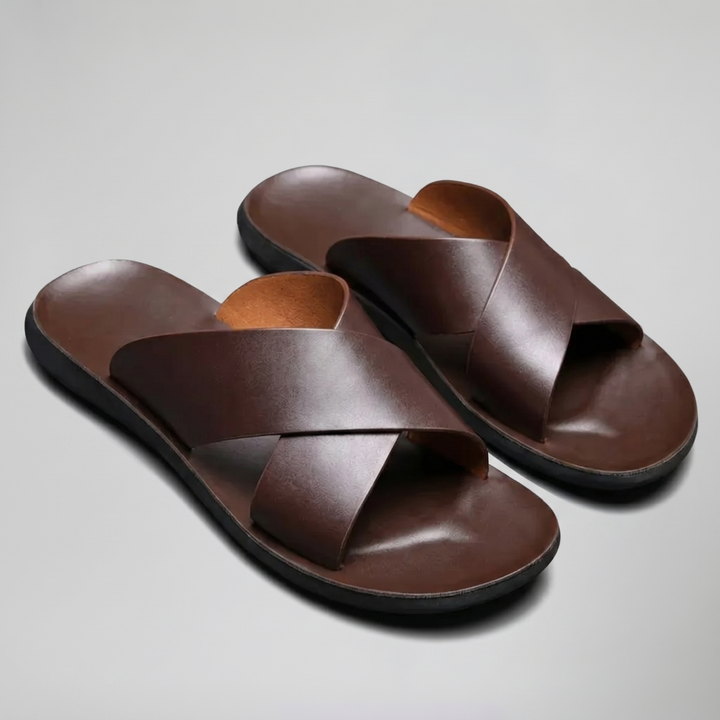 Men’s Crossover Leather Sandals | Olamil