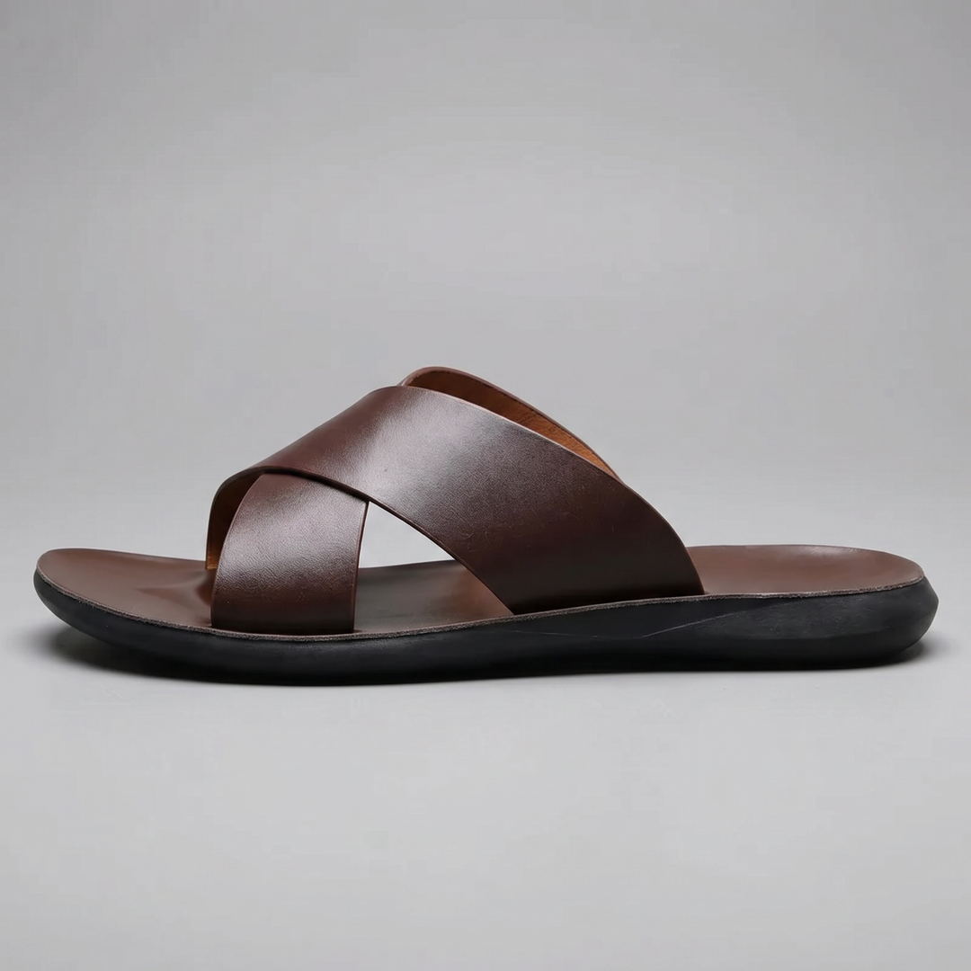 Men’s Crossover Leather Sandals | Olamil